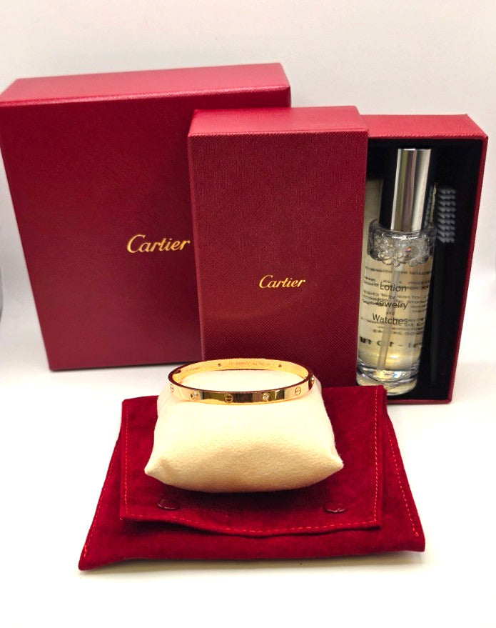 Cartier LOVE Bracelet 18K Rose Gold 4 Diamond Size 17 Bangle Box Papers Screwdri