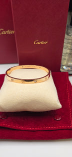 Cartier LOVE Bracelet 18K Rose Gold 4 Diamond Size 17 Bangle Box Papers Screwdri