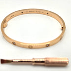 Cartier LOVE Bracelet 18K Rose Gold 4 Diamond Size 17 Bangle Box Papers Screwdri