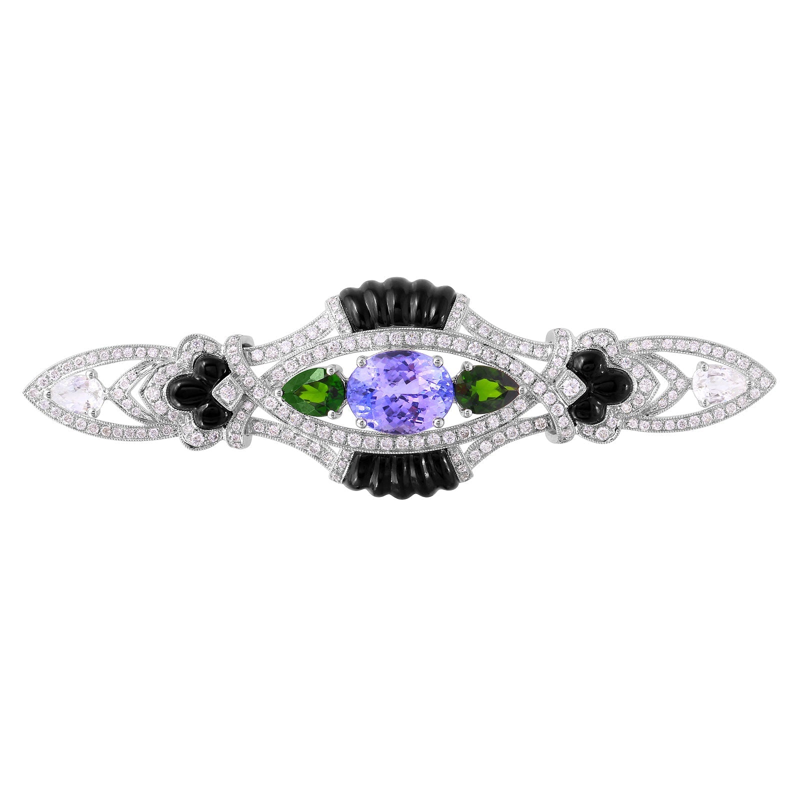 18KT White Gold 8.58ctw Tanzanite Brooch