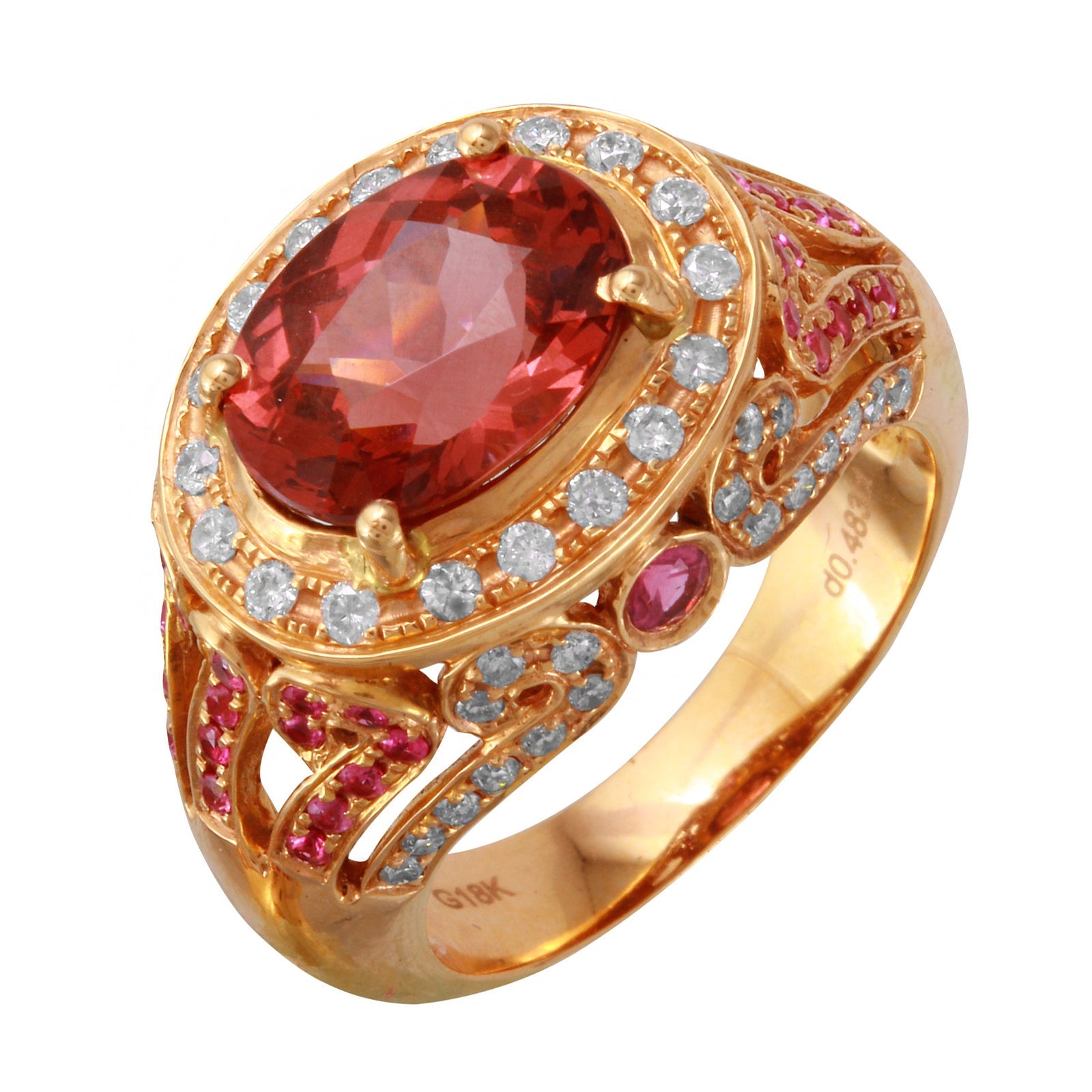 18KT Rose Gold 3.56ctw Tourmaline Ring Size 6.25