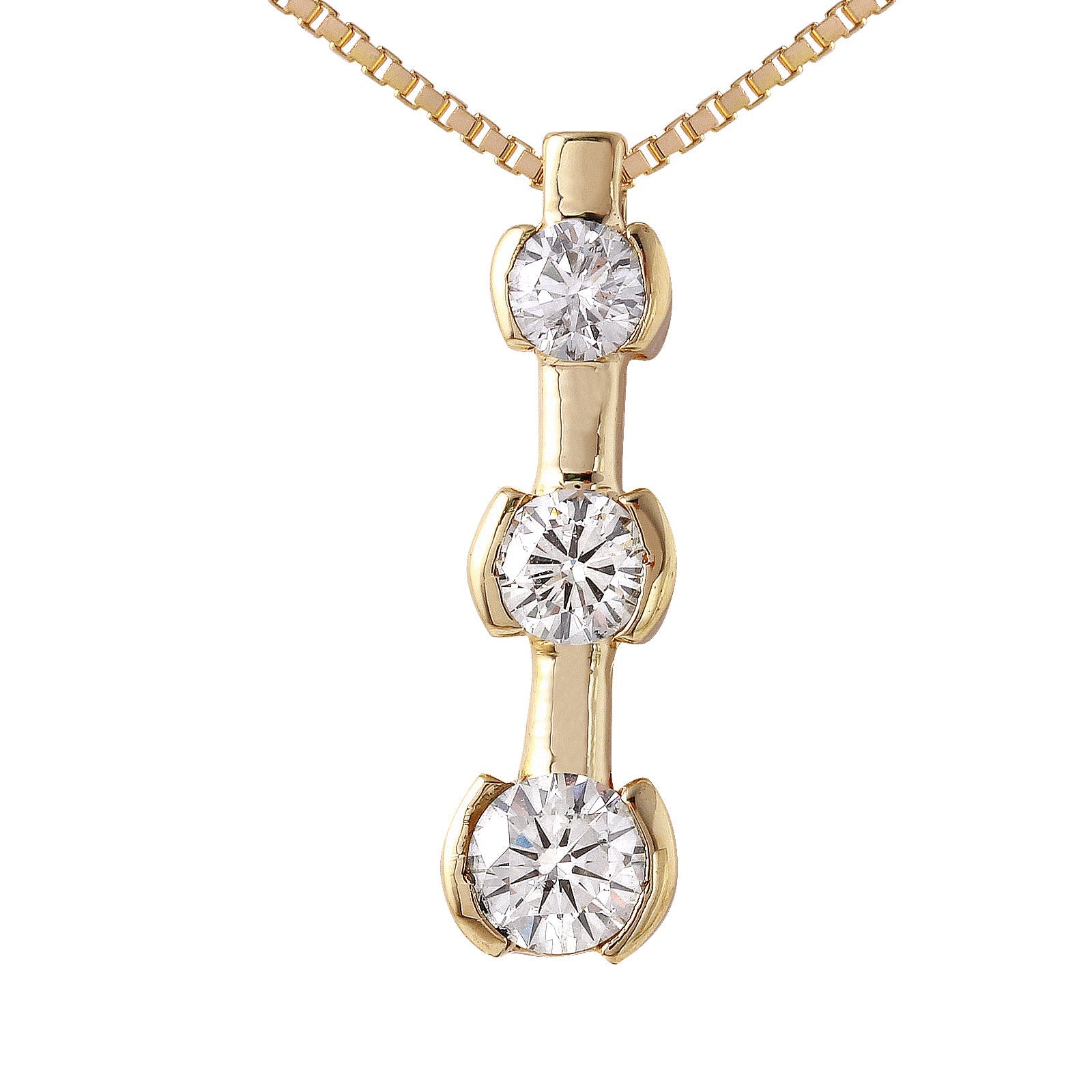14KT Yellow Gold 1.04ctw Diamond Pendant Chain Length 20
