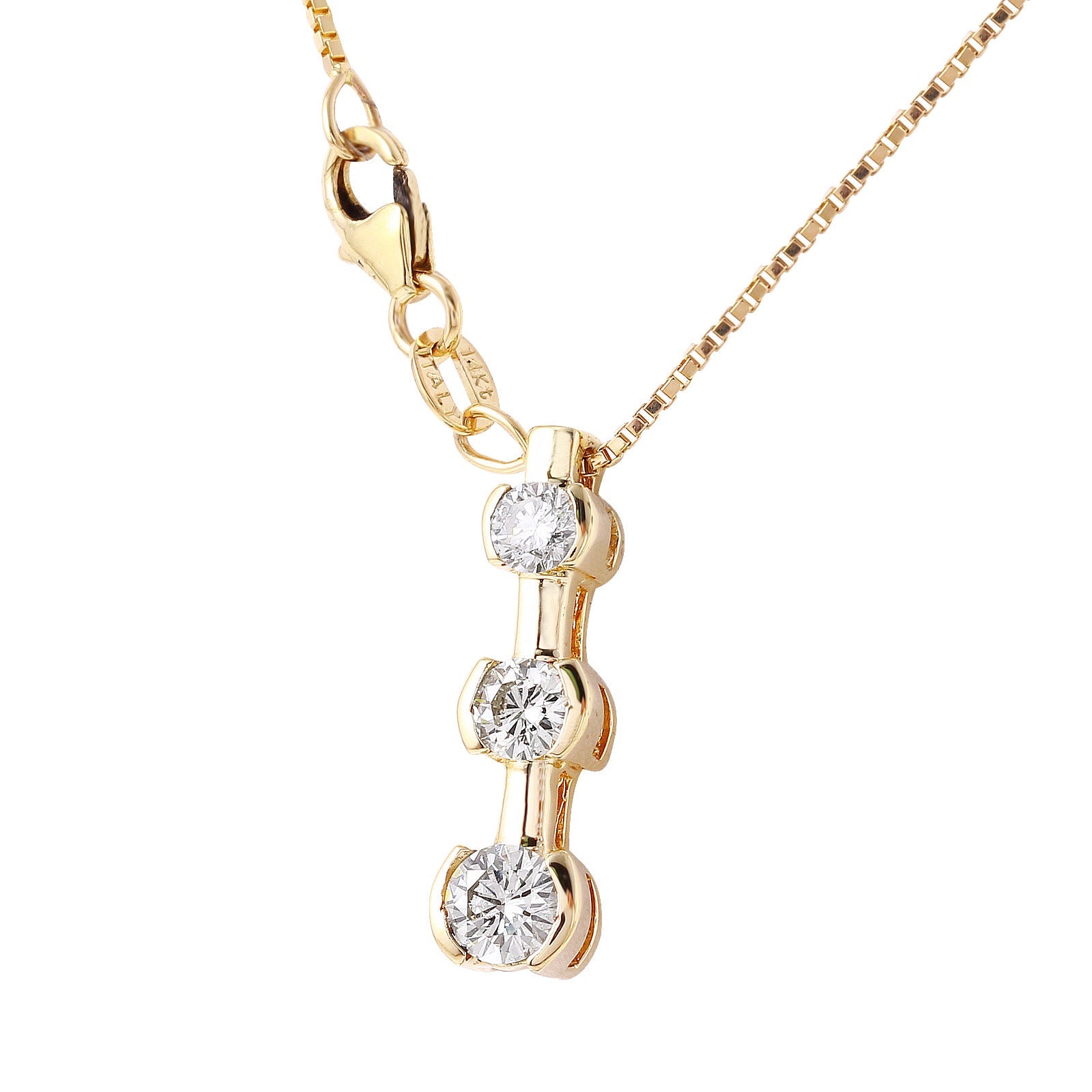 14KT Yellow Gold 1.04ctw Diamond Pendant Chain Length 20