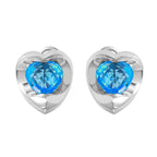 14KT White Gold 5.00ctw Topaz Double Heart Stud Earrings