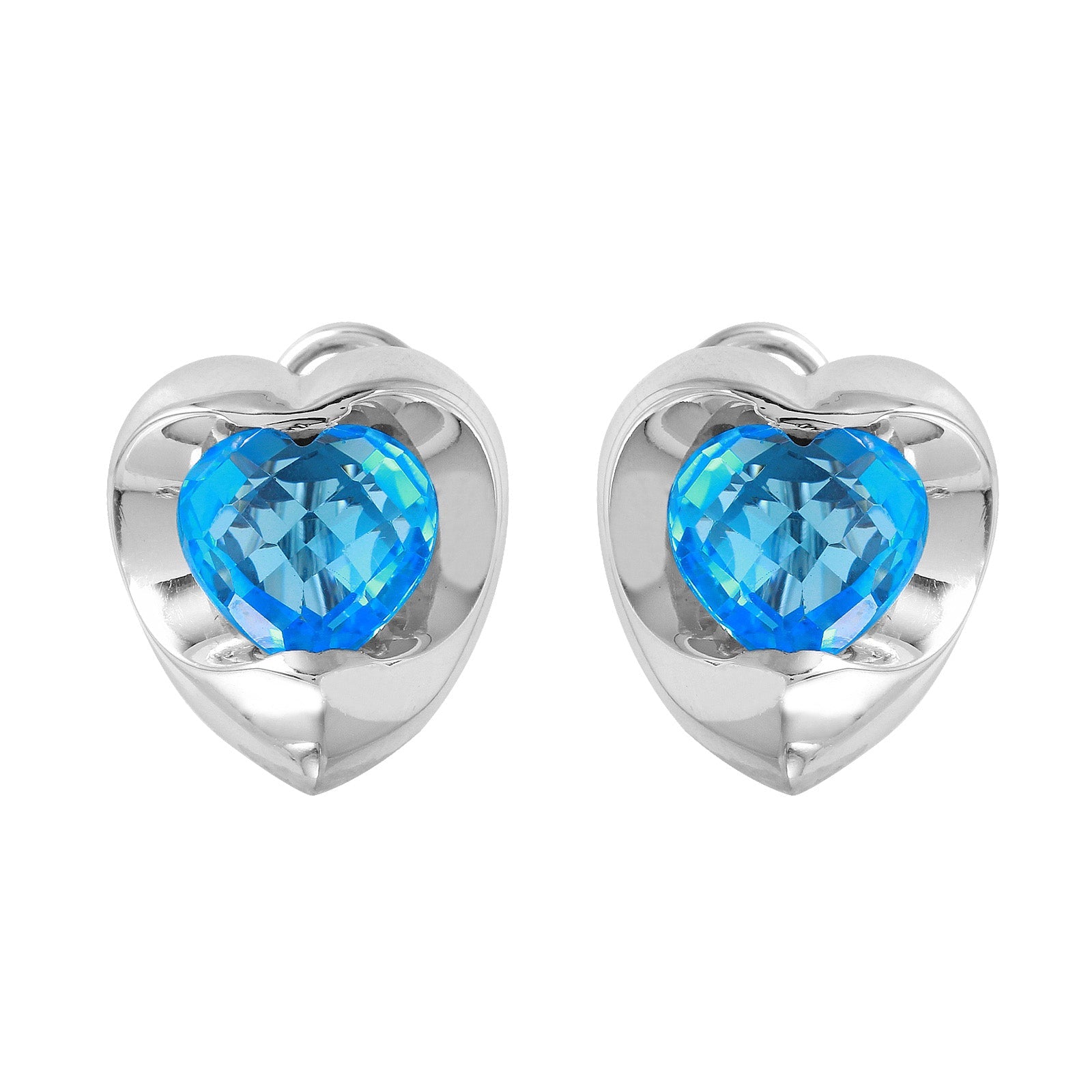 14KT White Gold 5.00ctw Topaz Double Heart Stud Earrings