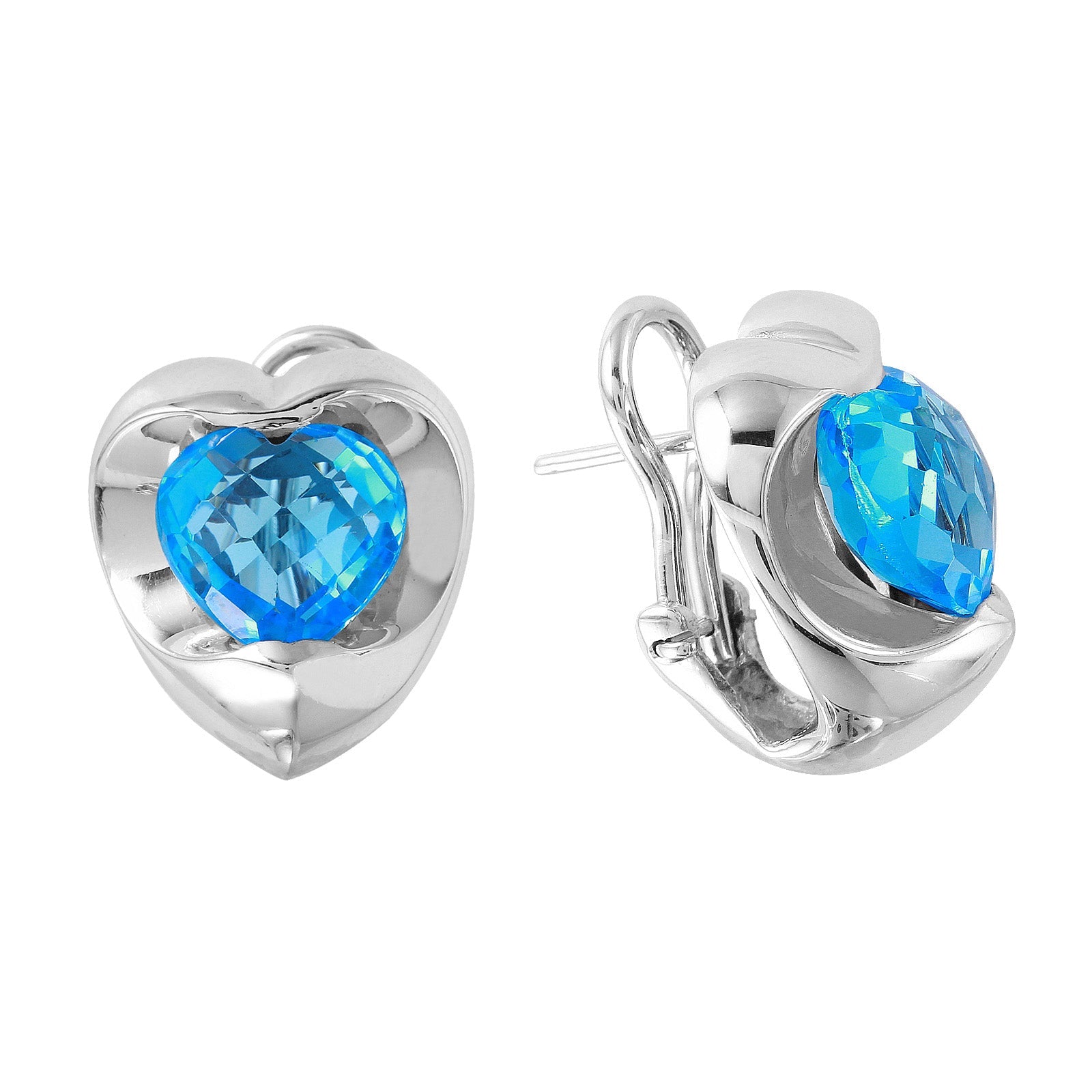 14KT White Gold 5.00ctw Topaz Double Heart Stud Earrings