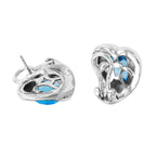 14KT White Gold 5.00ctw Topaz Double Heart Stud Earrings