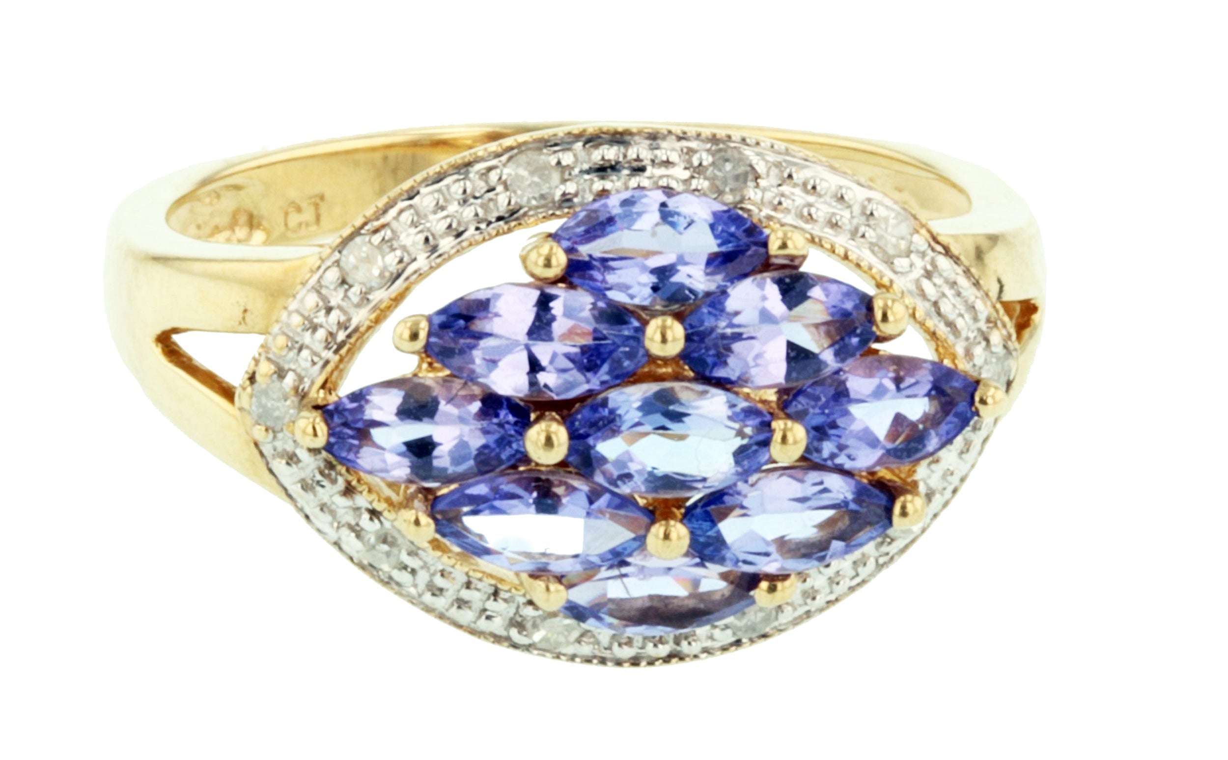 10KT Yellow Gold 1.21ctw Tanzanite Diamond Ring Size 6.75