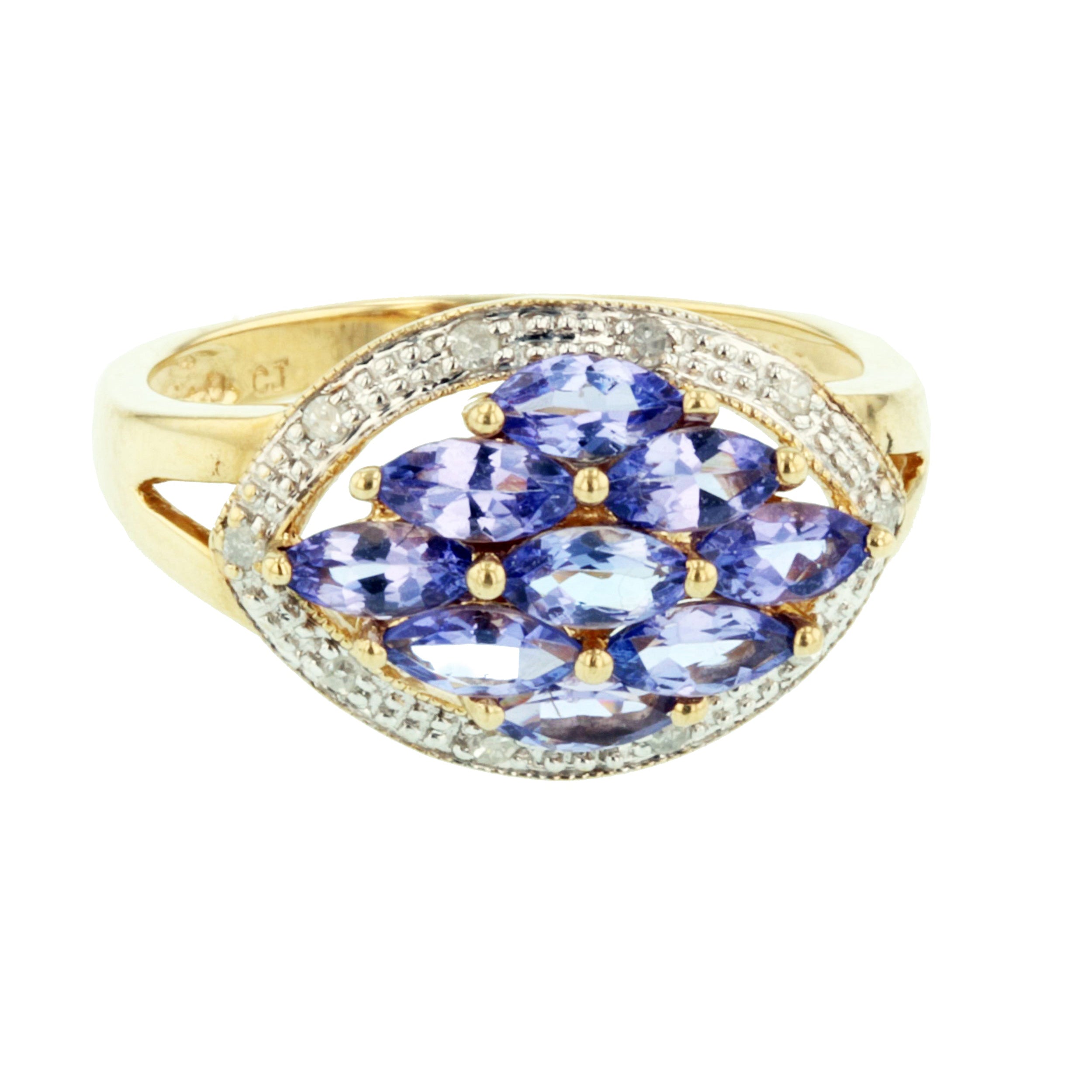 10KT Yellow Gold 1.21ctw Tanzanite Diamond Ring Size 6.75