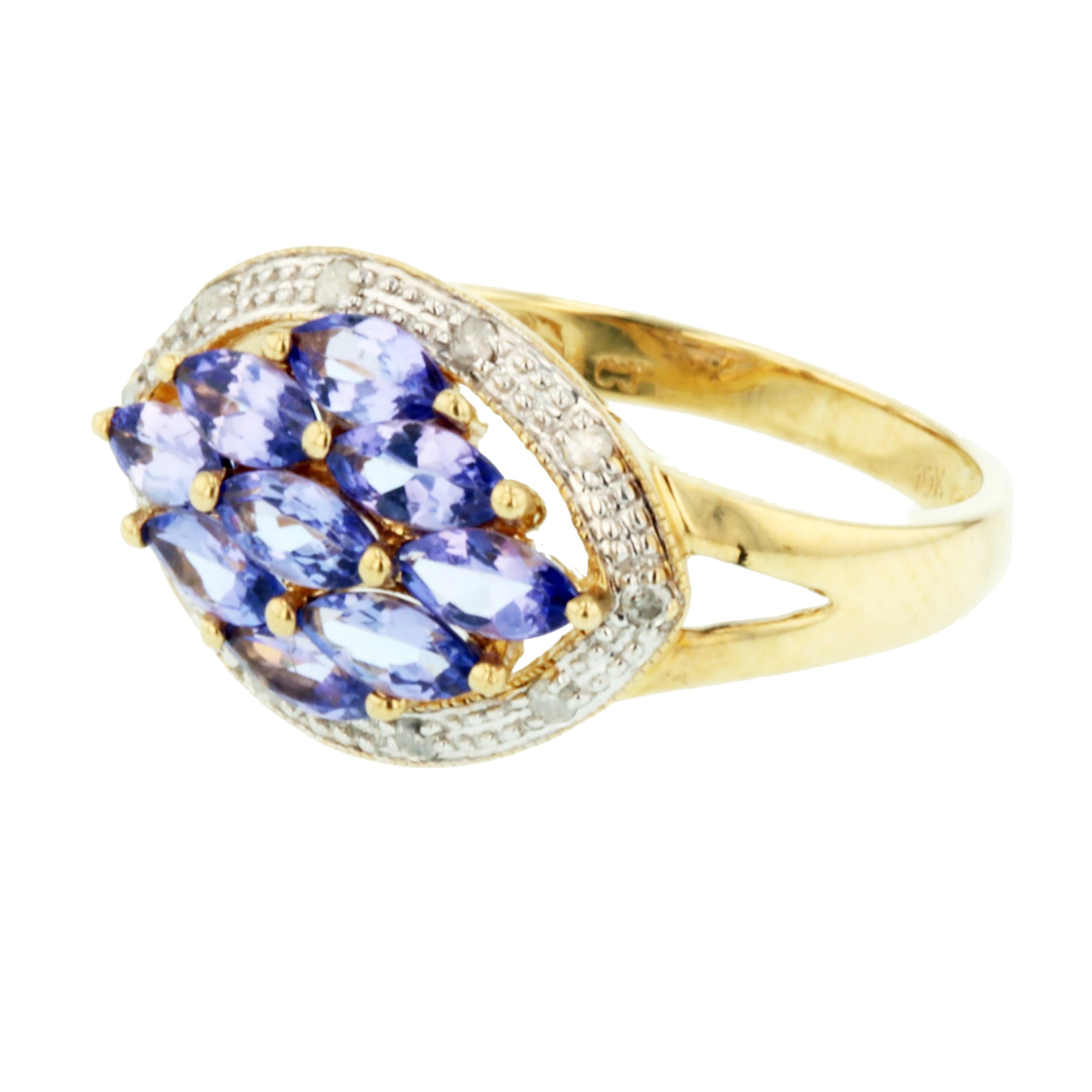 10KT Yellow Gold 1.21ctw Tanzanite Diamond Ring Size 6.75