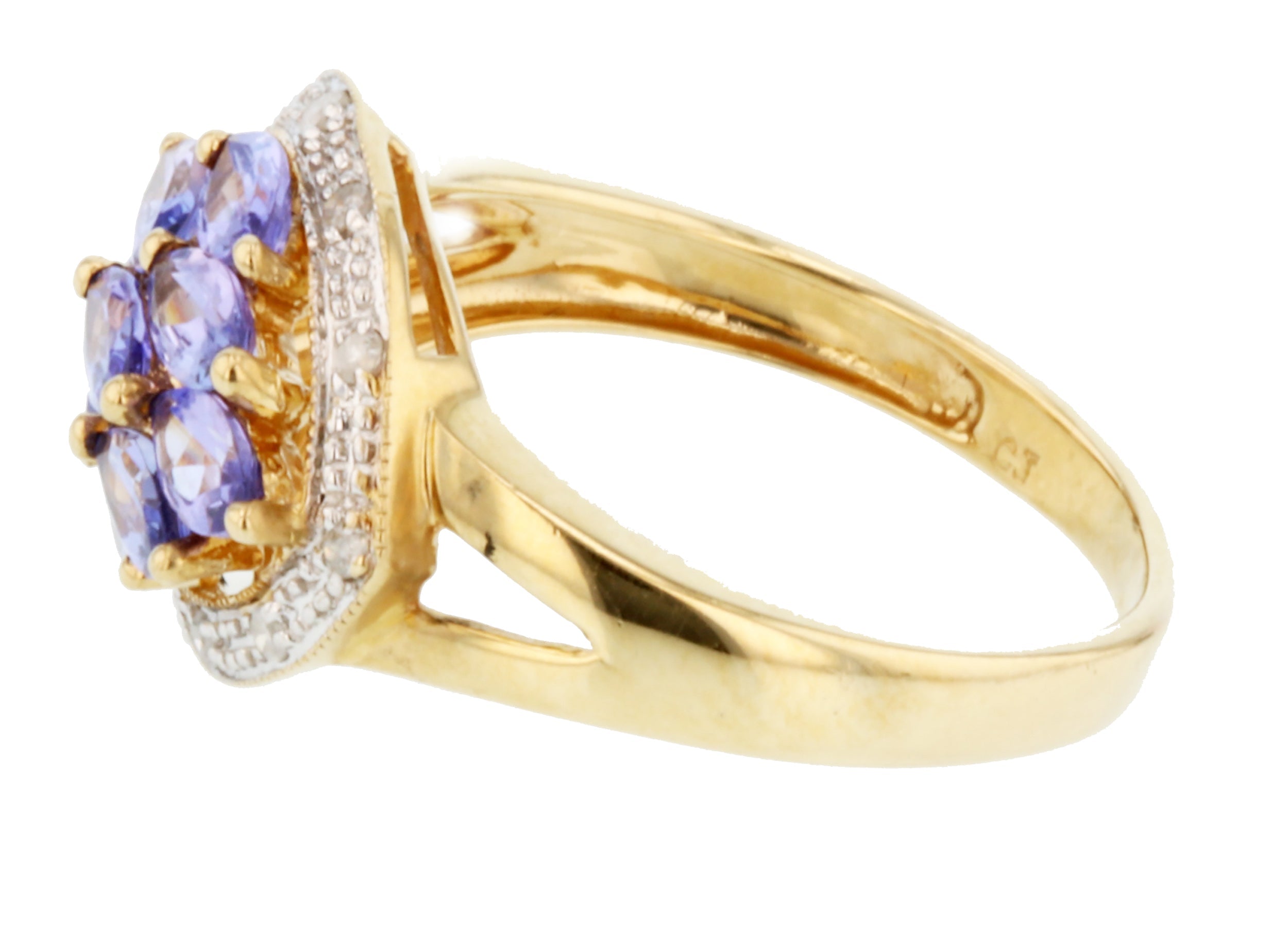 10KT Yellow Gold 1.21ctw Tanzanite Diamond Ring Size 6.75
