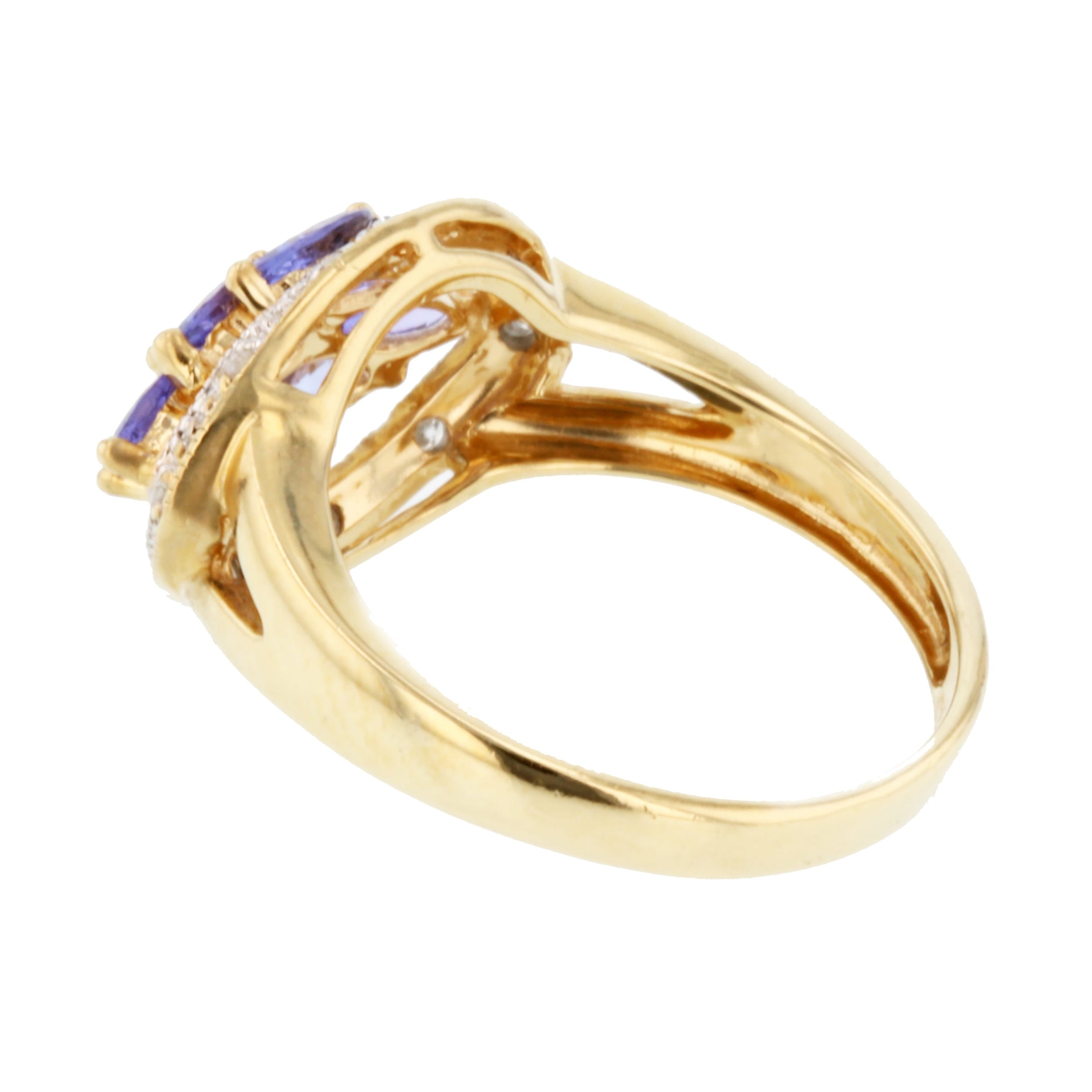10KT Yellow Gold 1.21ctw Tanzanite Diamond Ring Size 6.75