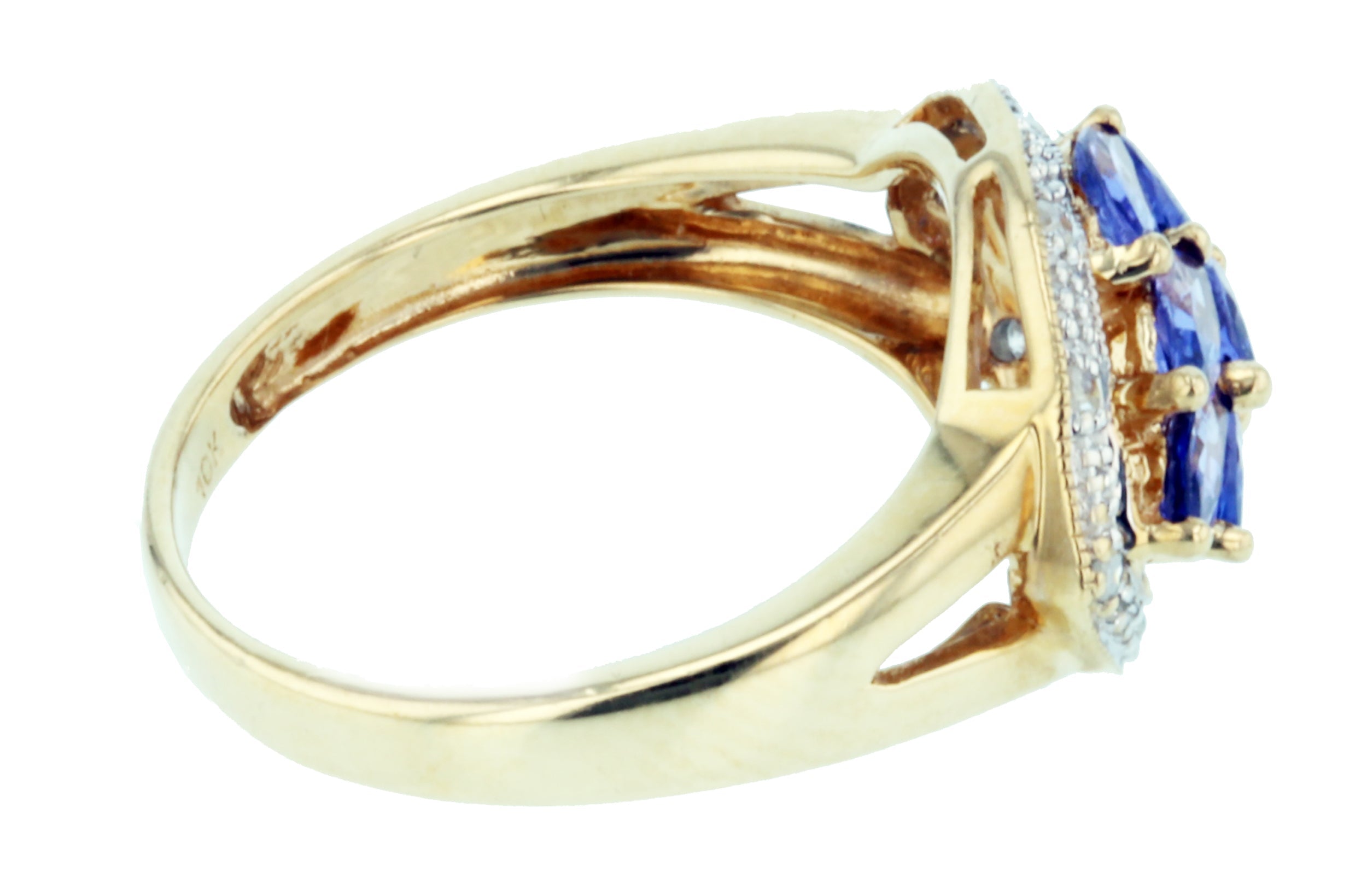 10KT Yellow Gold 1.21ctw Tanzanite Diamond Ring Size 6.75