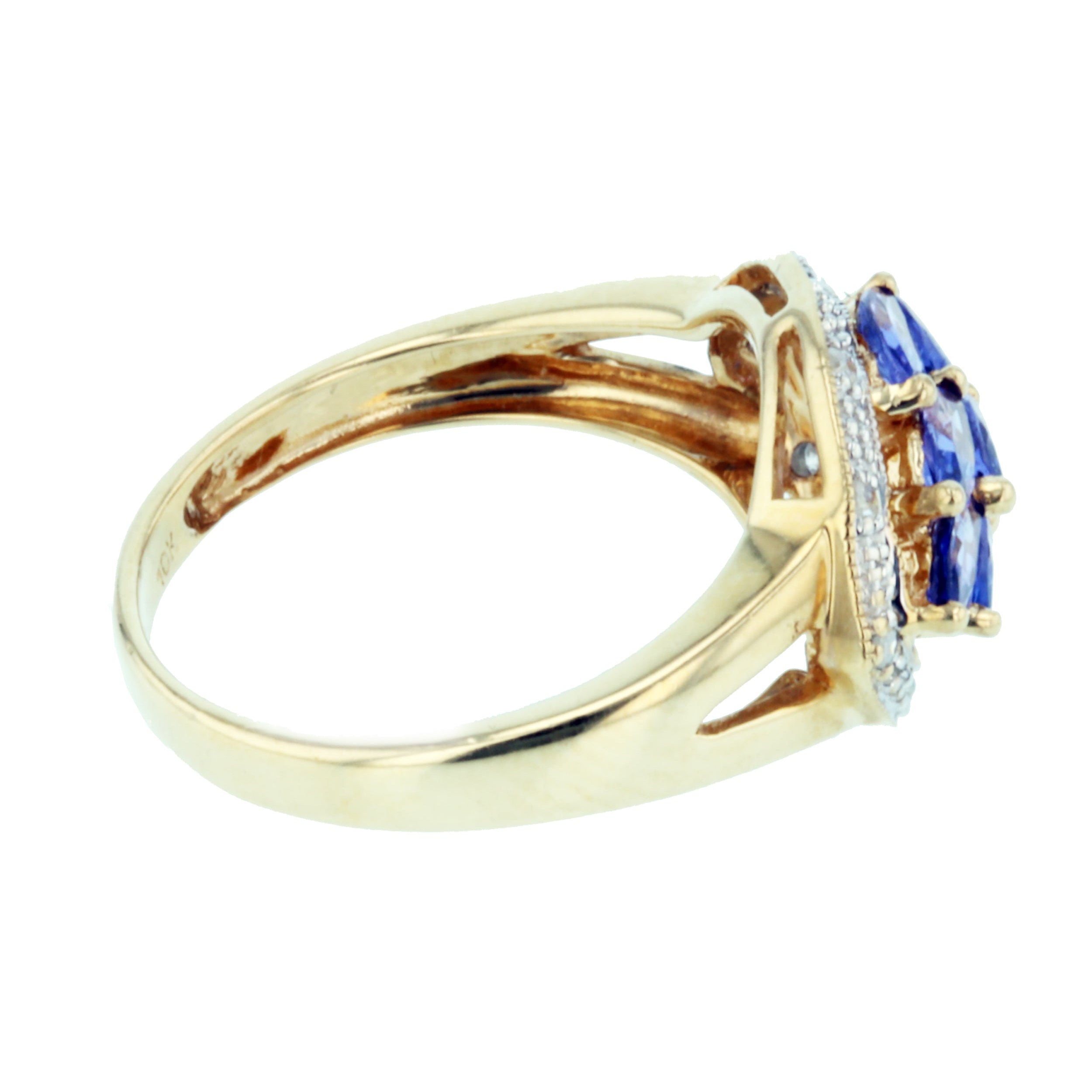 10KT Yellow Gold 1.21ctw Tanzanite Diamond Ring Size 6.75