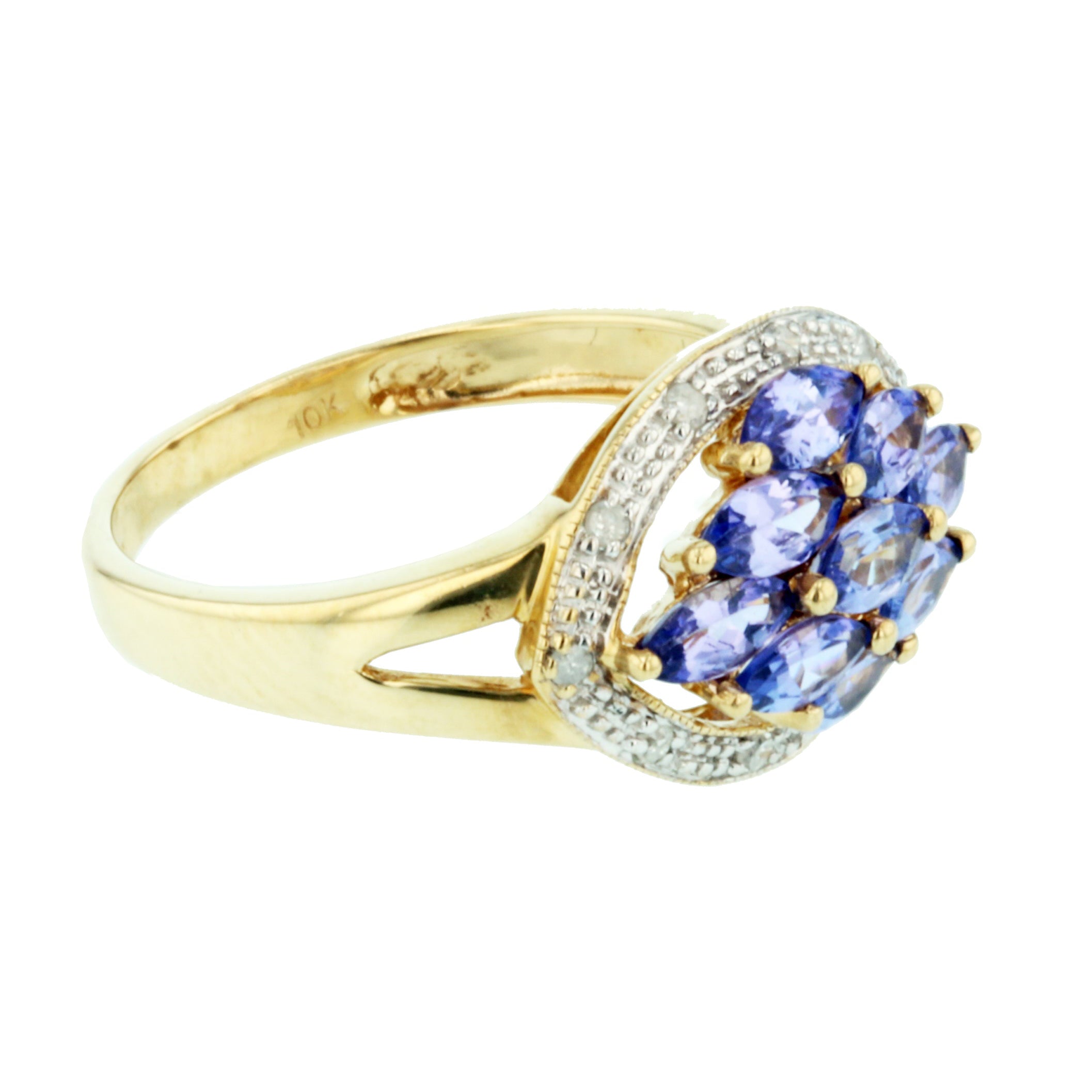 10KT Yellow Gold 1.21ctw Tanzanite Diamond Ring Size 6.75