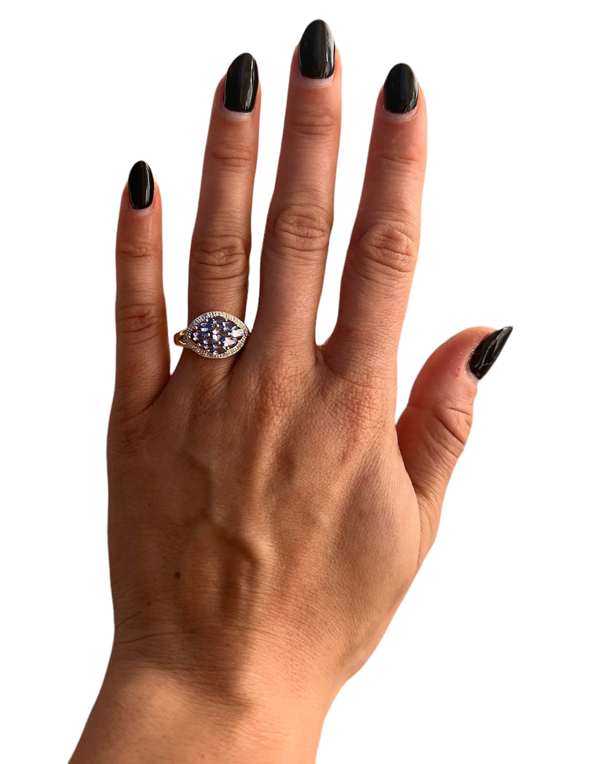 10KT Yellow Gold 1.21ctw Tanzanite Diamond Ring Size 6.75