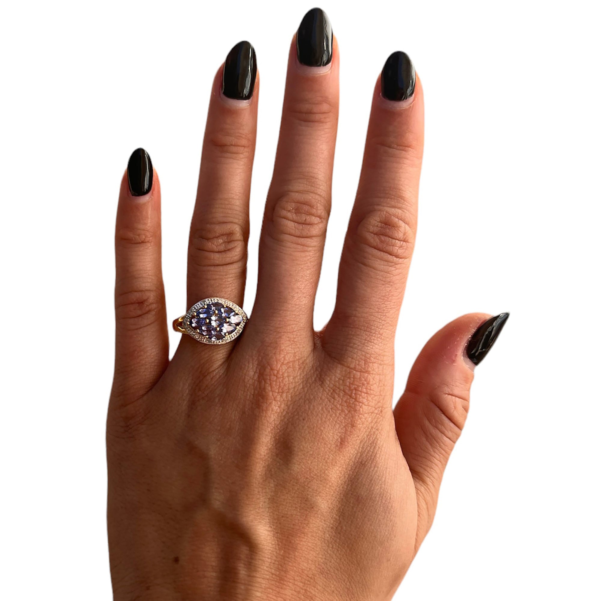 10KT Yellow Gold 1.21ctw Tanzanite Diamond Ring Size 6.75
