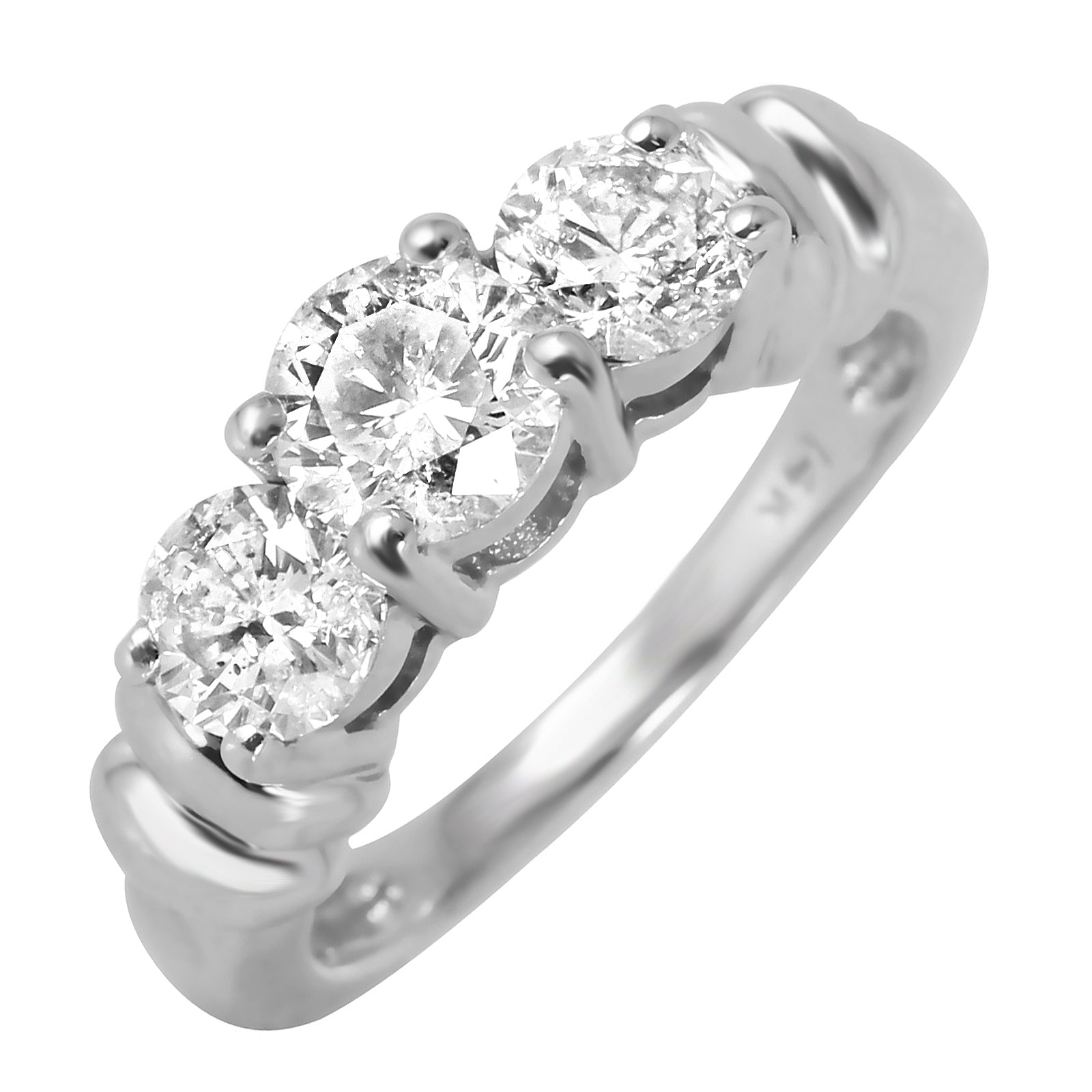 14KT White Gold 1.32ctw Diamond Three Stone Engagement Ring Size 5