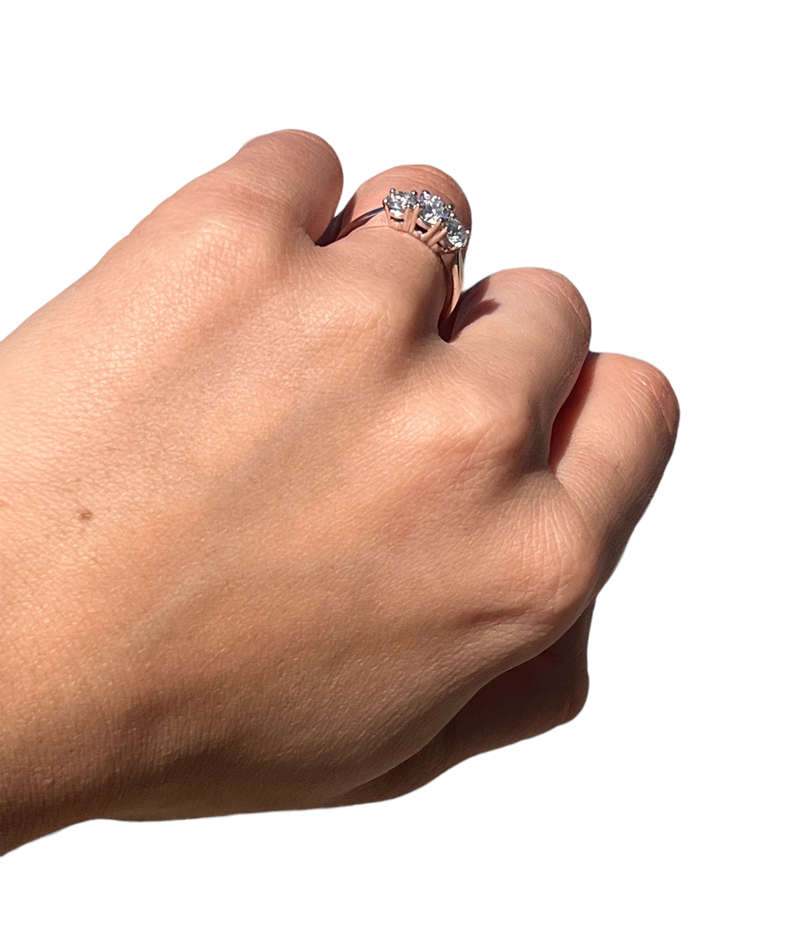 14KT White Gold 1.32ctw Diamond Three Stone Engagement Ring Size 5