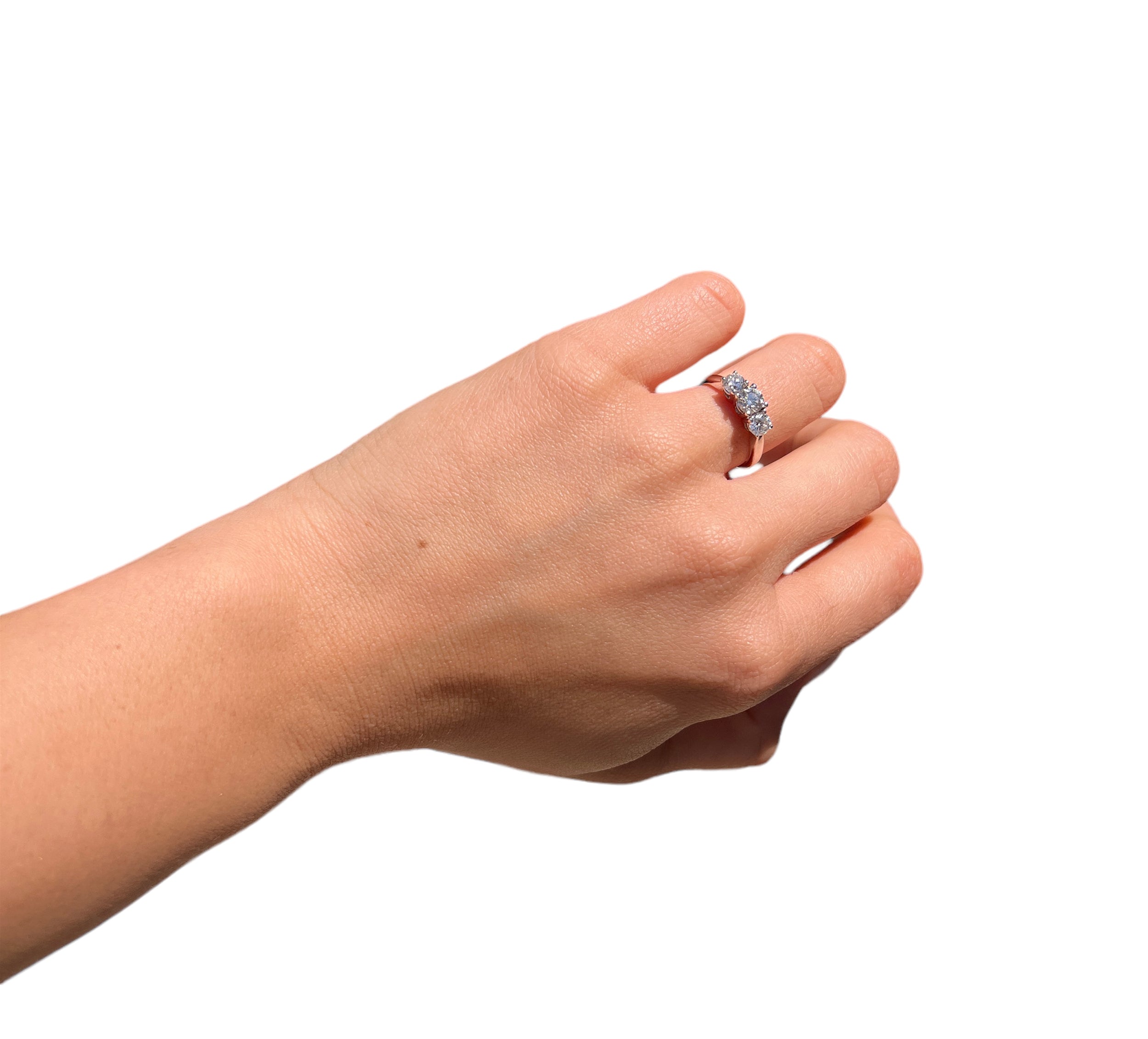 14KT White Gold 1.32ctw Diamond Three Stone Engagement Ring Size 5