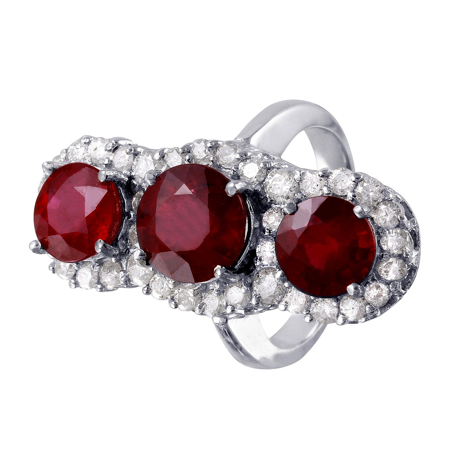 14KT White Gold 10.67ctw Ruby Diamond Ring Size 6.25