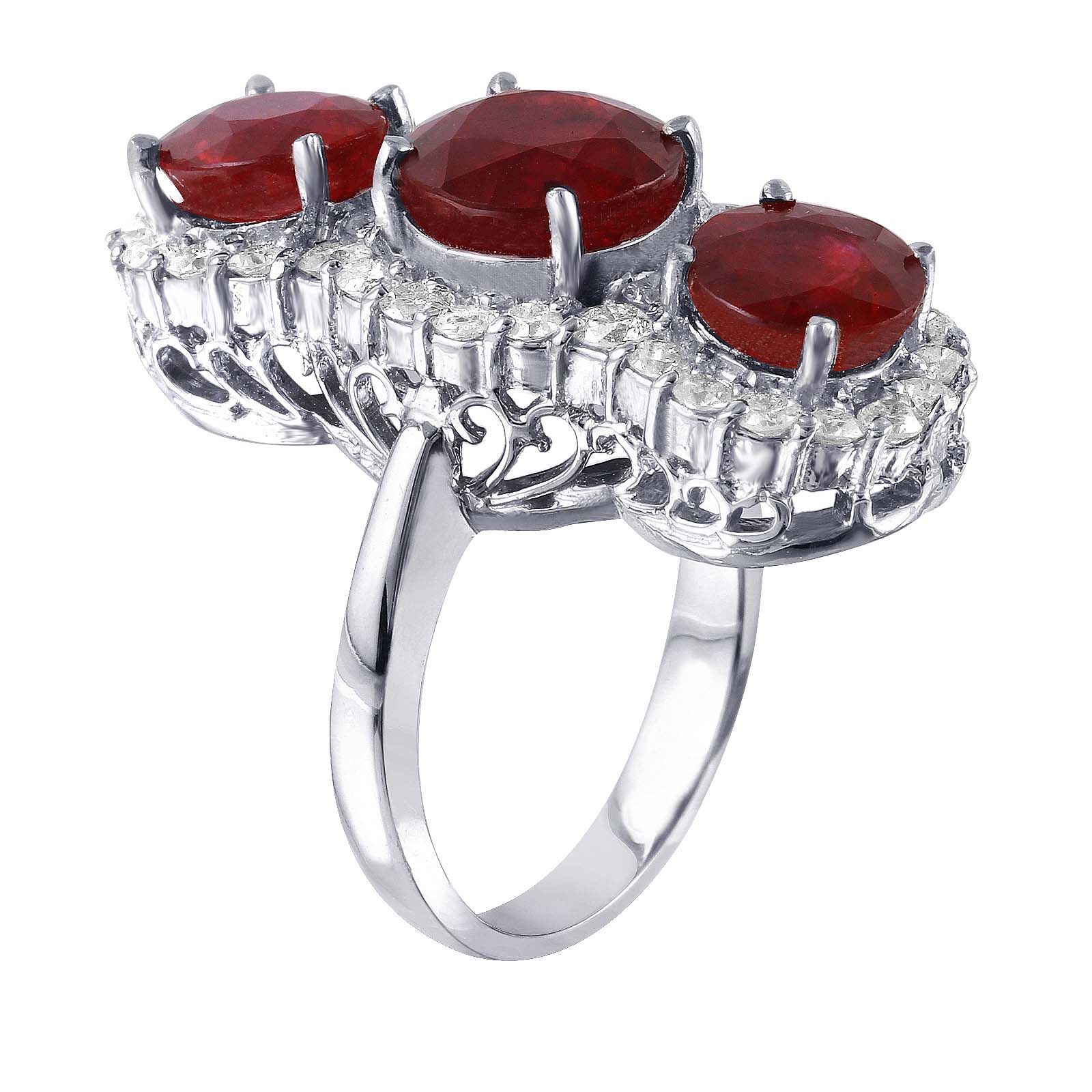 14KT White Gold 10.67ctw Ruby Diamond Ring Size 6.25