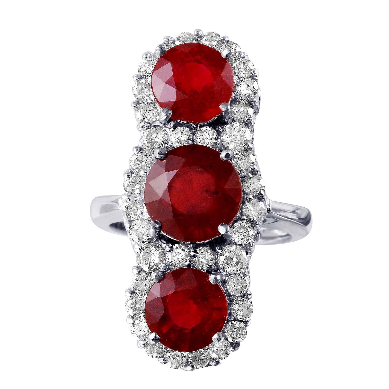 14KT White Gold 10.67ctw Ruby Diamond Ring Size 6.25