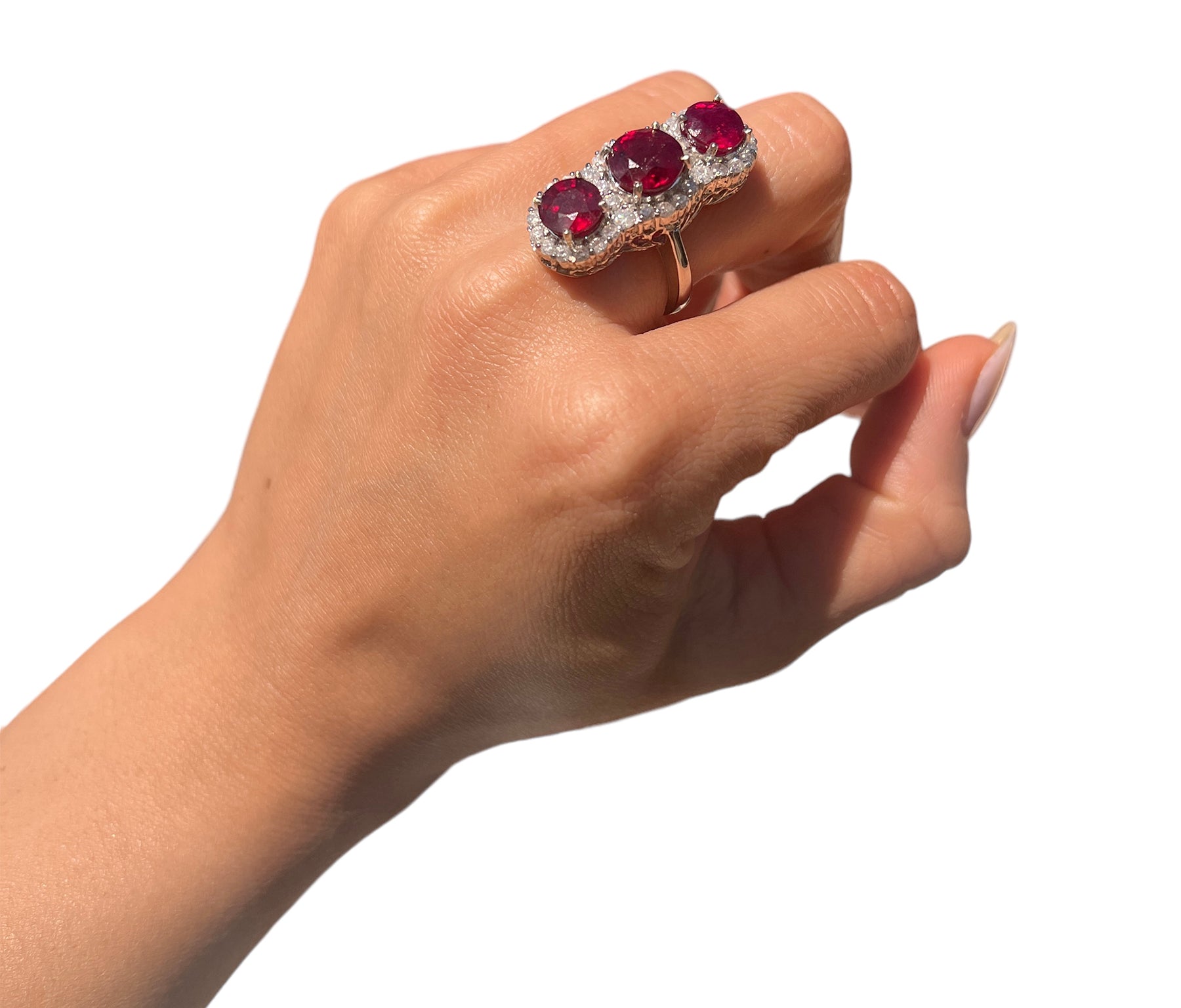 14KT White Gold 10.67ctw Ruby Diamond Ring Size 6.25