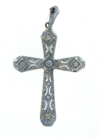 18kt White & Yellow Gold Diamond Cross Pendant