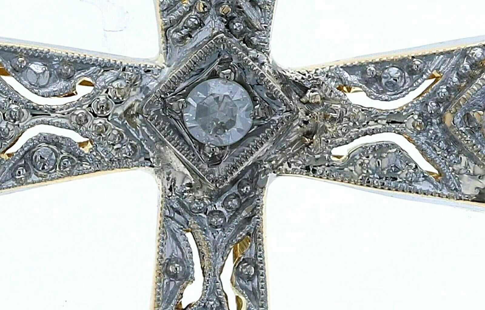 18kt White & Yellow Gold Diamond Cross Pendant