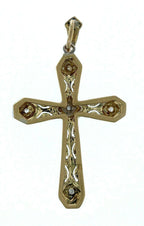 18kt White & Yellow Gold Diamond Cross Pendant