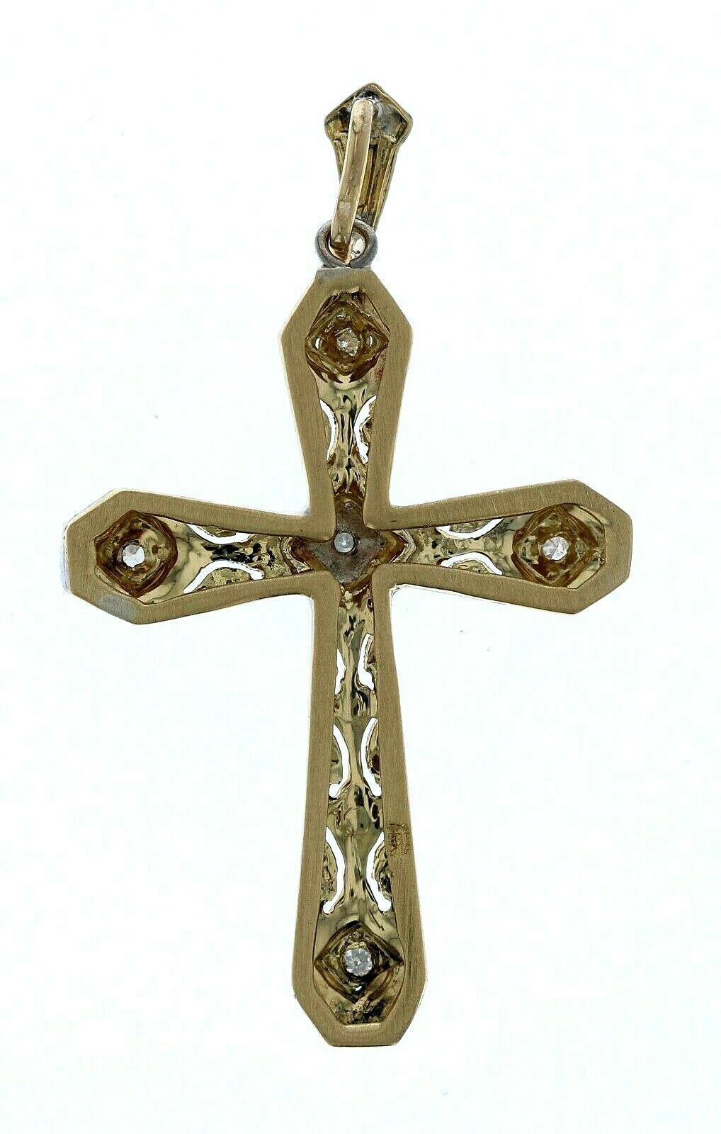 18kt White & Yellow Gold Diamond Cross Pendant