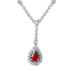 14KT White Gold 0.94ctw Ruby Diamond Necklace Length 16