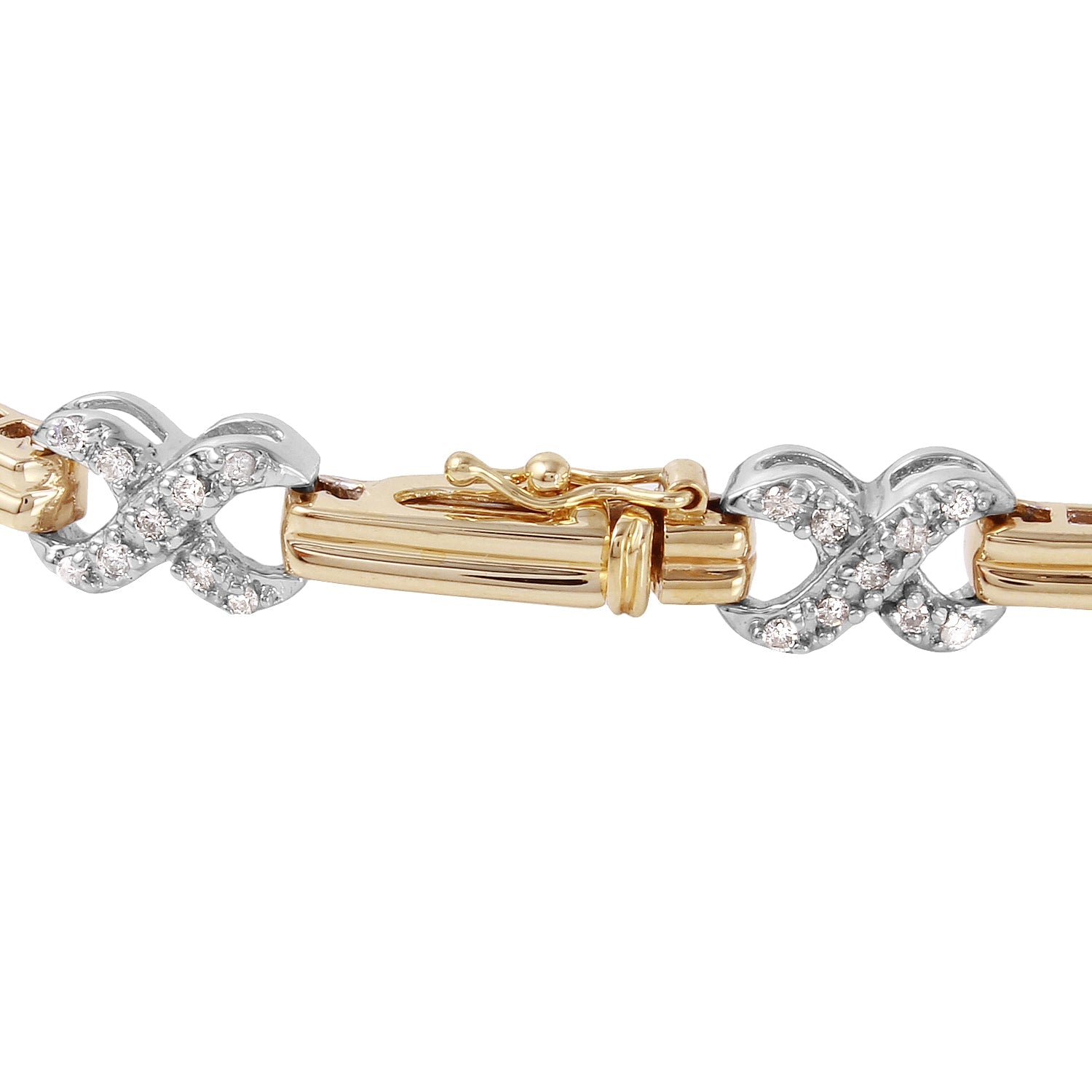 14KT Two Tone Gold Diamond Tennis Bracelet Length 7