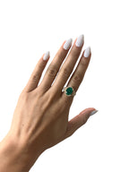 14KT Yellow Gold 3.83ctw Emerald Diamond Cocktail Ring Size 7