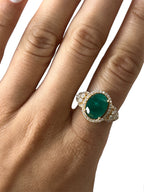 14KT Yellow Gold 3.83ctw Emerald Diamond Cocktail Ring Size 7