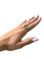 14KT Yellow Gold 3.83ctw Emerald Diamond Cocktail Ring Size 7