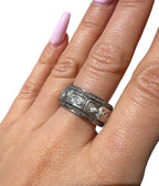 14kt Yellow and Sterling Silver Native Cut Diamond Band Sz 7.25