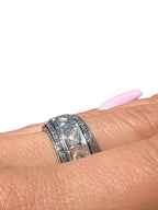 14kt Yellow and Sterling Silver Native Cut Diamond Band Sz 7.25