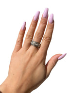 14kt Yellow and Sterling Silver Native Cut Diamond Band Sz 7.25