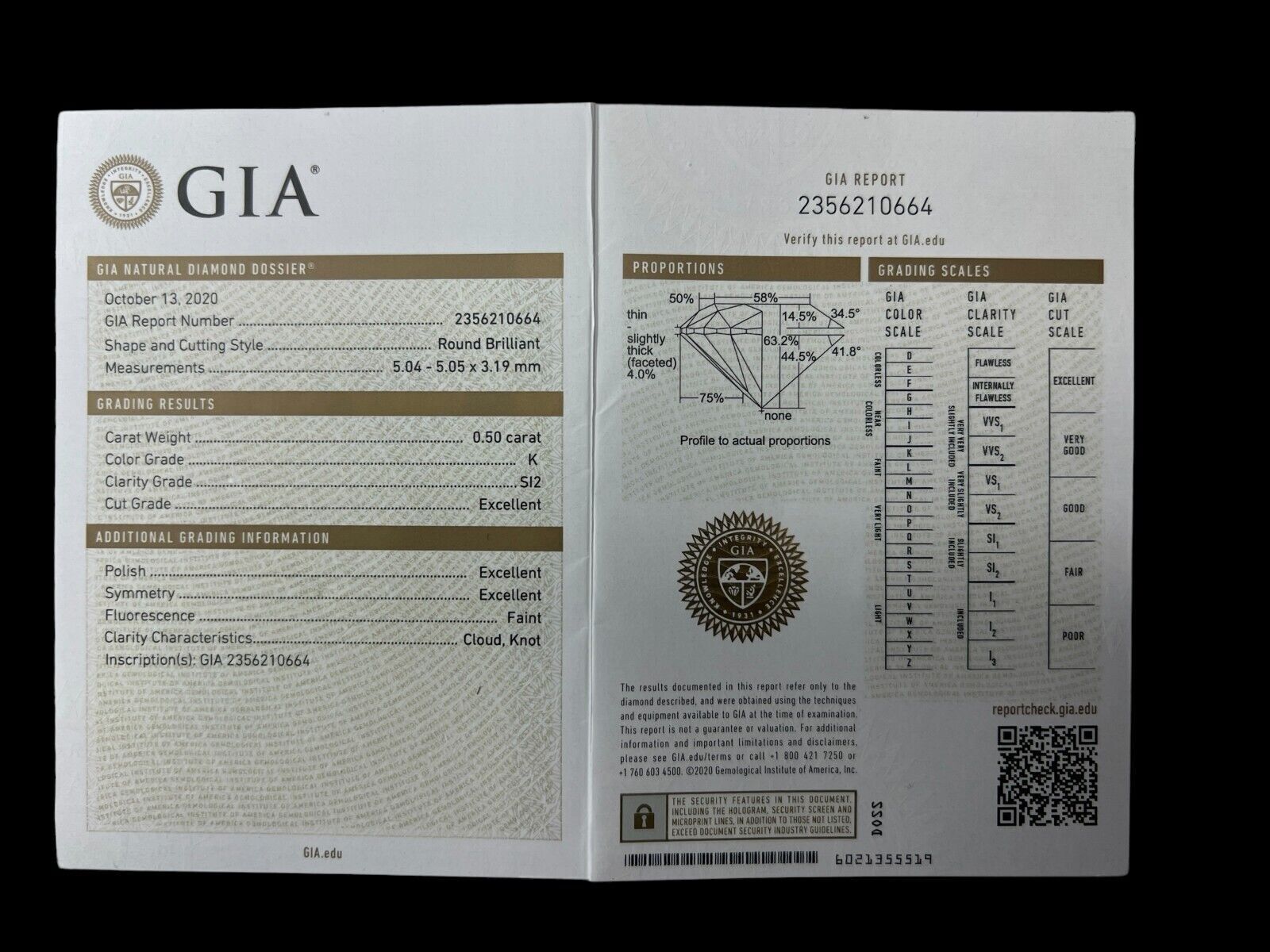 14kt White Gold 0.50ct Round Diamond Solitaire Engagement Ring, Size 5.75 GIA