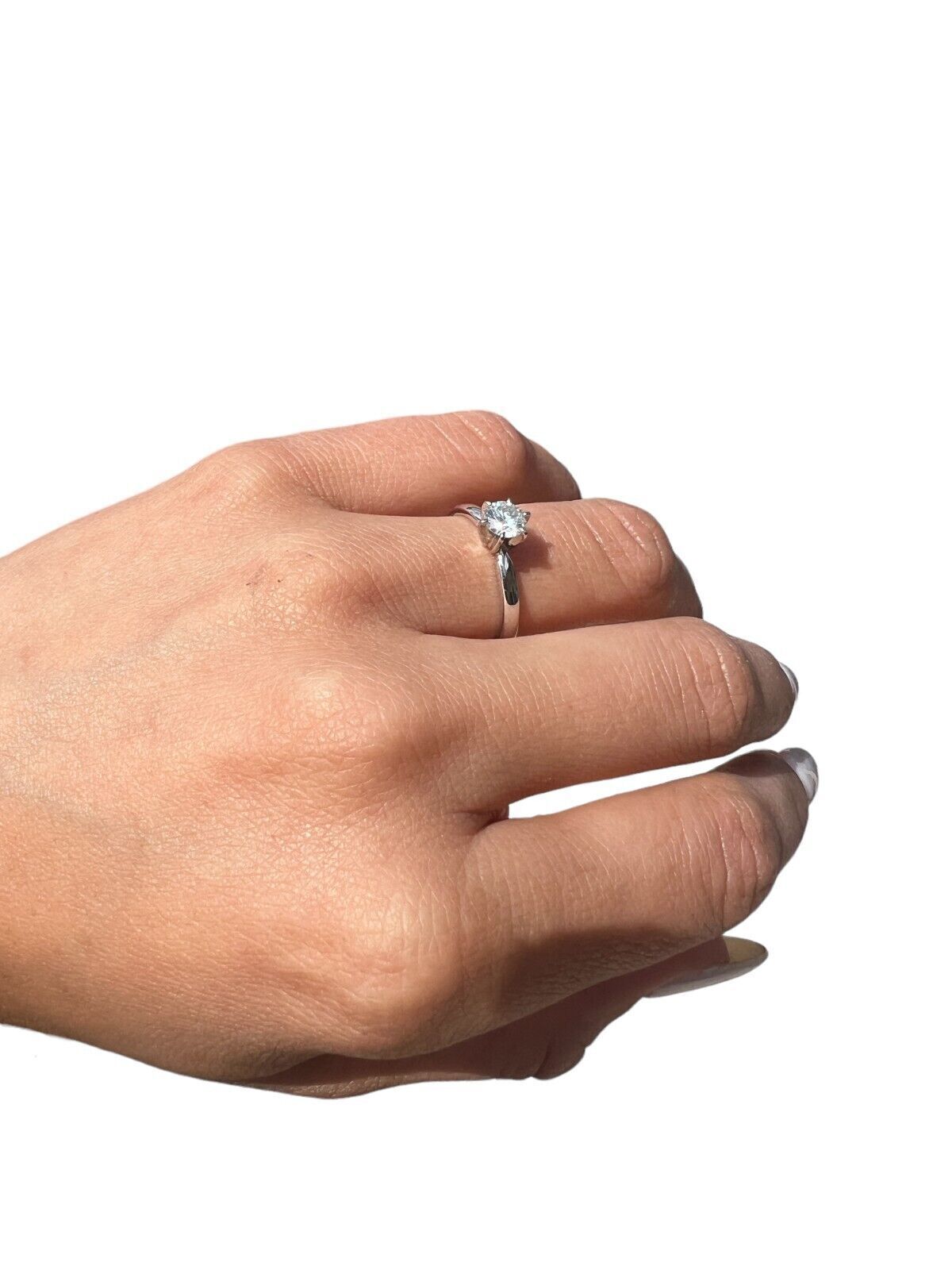 14kt White Gold 0.50ct Round Diamond Solitaire Engagement Ring, Size 5.75 GIA