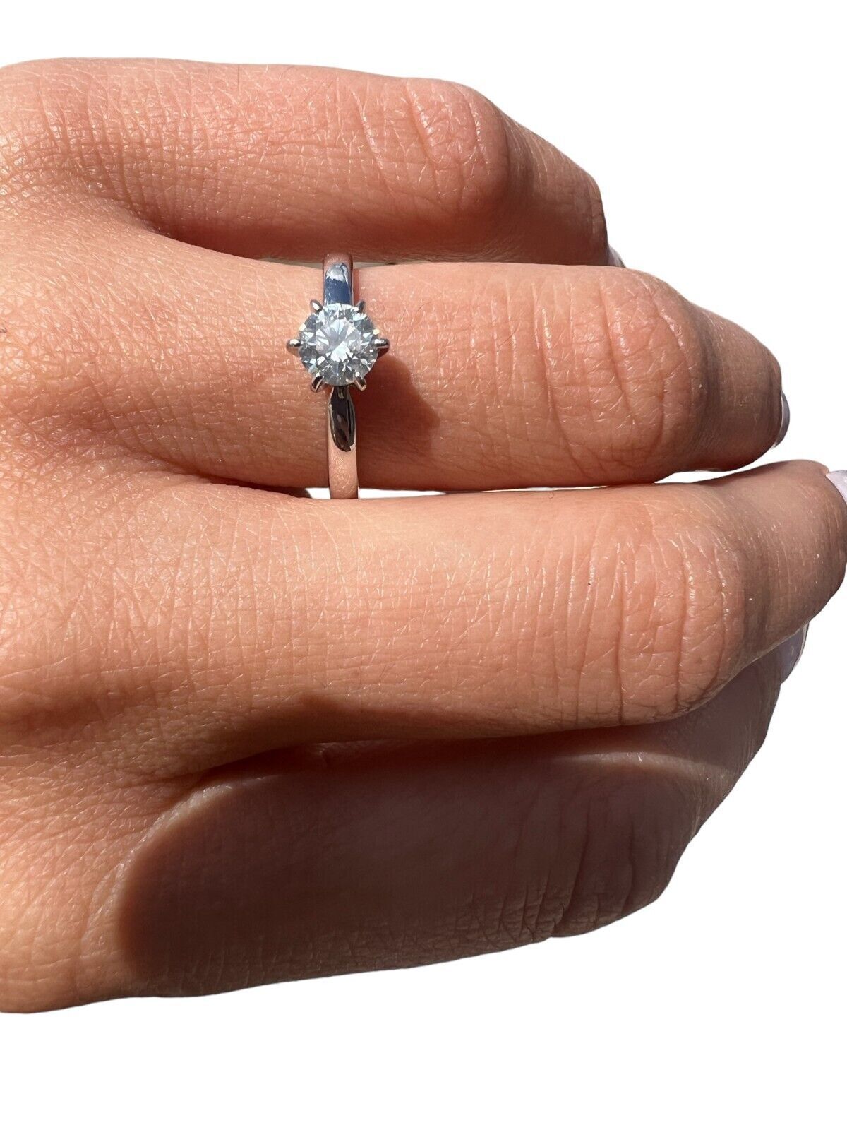 14kt White Gold 0.50ct Round Diamond Solitaire Engagement Ring, Size 5.75 GIA