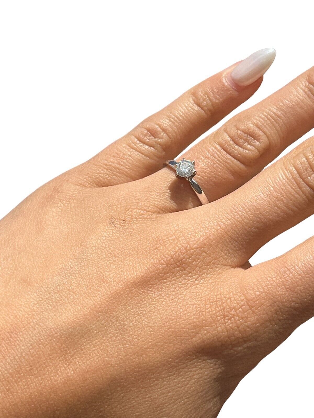 14kt White Gold 0.50ct Round Diamond Solitaire Engagement Ring, Size 5.75 GIA