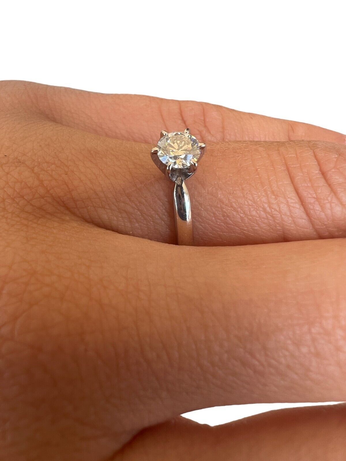 14kt White Gold 0.50ct Round Diamond Solitaire Engagement Ring, Size 5.75 GIA