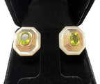 MAZ 1970 Modernist Earrings In 14Kt Gold Rock Quartz & Peridot