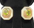 MAZ 1970 Modernist Earrings In 14Kt Gold Rock Quartz & Peridot