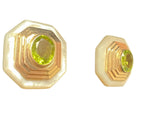 MAZ 1970 Modernist Earrings In 14Kt Gold Rock Quartz & Peridot