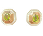 MAZ 1970 Modernist Earrings In 14Kt Gold Rock Quartz & Peridot