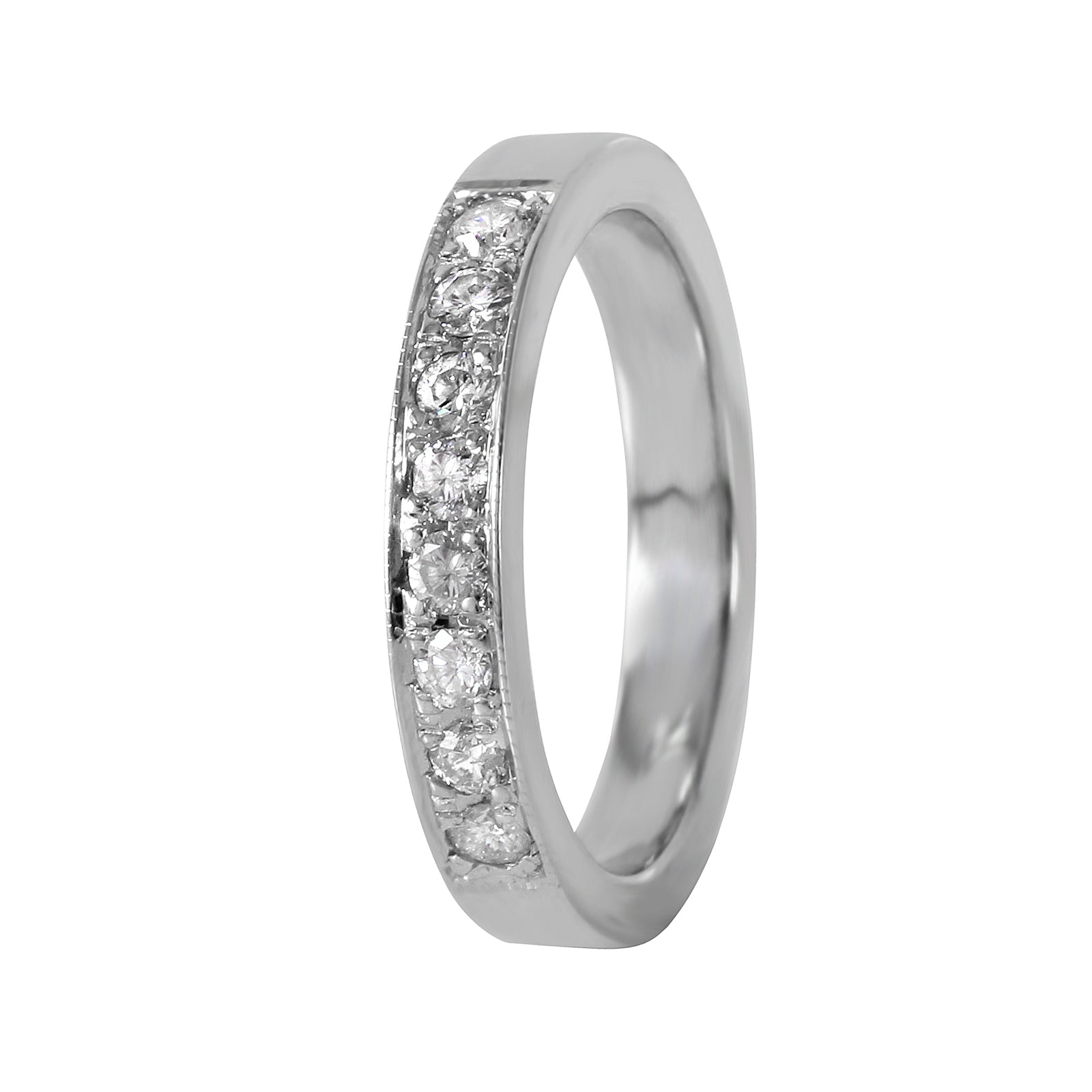 14KT White Gold  Diamond Wedding Band, 3.40gm. Size: 5.00